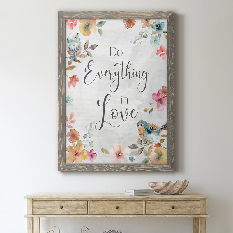 «Spring Bird Love», art textuel sur toile, Gris, H 20 po x l 17 po x P 1 po