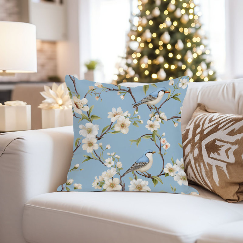 Animals Chinoiserie Birds Pattern - XI Asian Throw Pillow Cover, 18x18