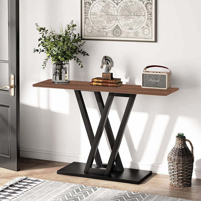 Arbaaz 110cm Console Table, Walnut, Black