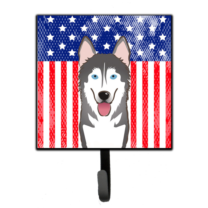Porte-clés mural Monreal American Flag and Retriever, Bleu / Rouge / Gris, Malamute d’Alaska