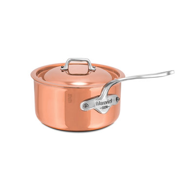 Mauviel M'6 S Copper Sauce Pan With Lid, Cast Stainless Steel Handle, 1.8-Qt