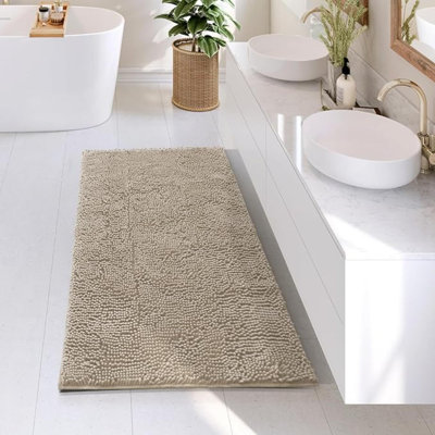 Tapis de salle de bain, tapis de bain en chenille - tapis de bain lavables à la machine pour envers en caoutchouc antidérapant, tapis de salle de bain à séchage rapide