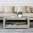 Modern Coffee Table with Wall-Mount Option, Grey & Travertine Color, 35.4 x 14.6 x 14.6 inches | 100% Melamine Coated Particle Board, Thickness: 0.7 inches | Numerous Shelves for Storage & Style, Elegant Design-871558746