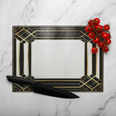 Art Deco Frame Glass Chopping Board