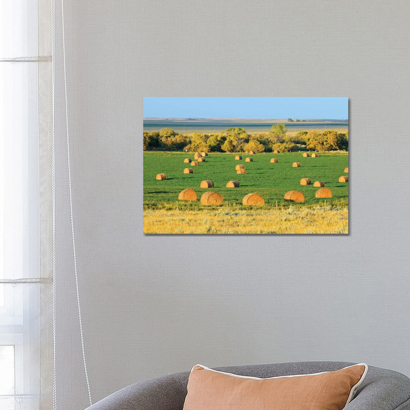 Canada, Saskatchewan, Maple Creek. Bales At Sunset, Saskatchewan, Canada. by Jaynes Gallery - Wrapped Canvas Gallery-Wrapped Canvas Giclée