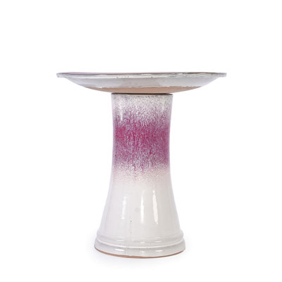 Rose Ombre, Ceramic Birdbath, Garden, Patio, Contemporary Style, Attracts Birds Modern Reinforced