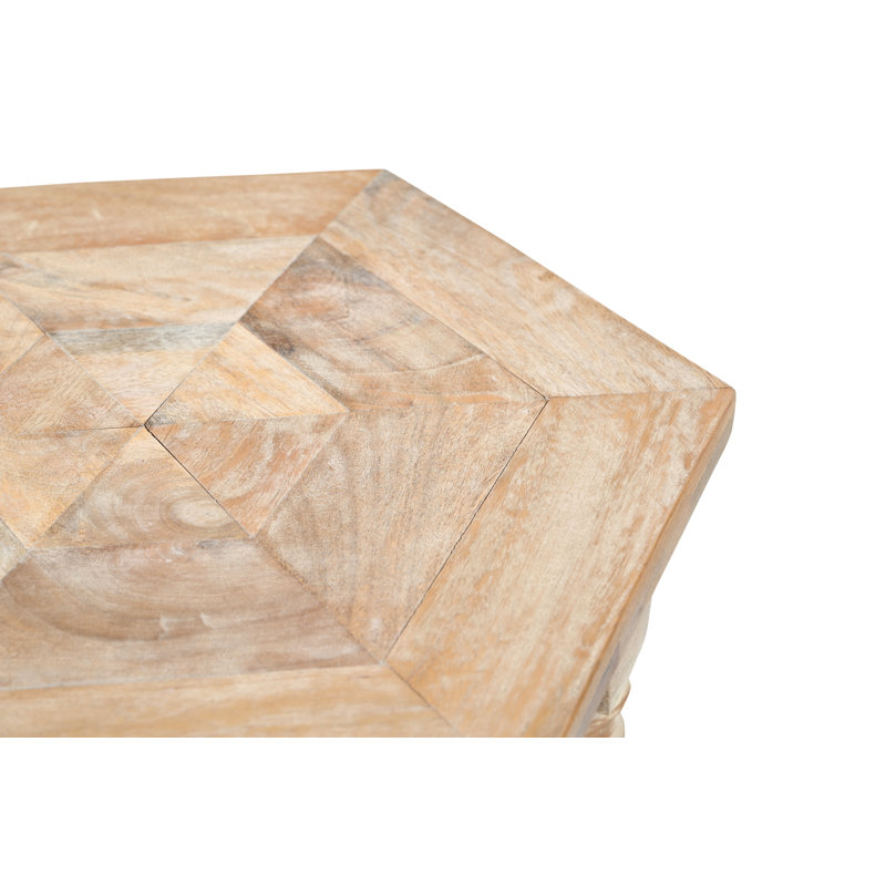 Lampe de table en bois massif sculpté à la main Scarlatti Valencia avec plateau hexagonal
