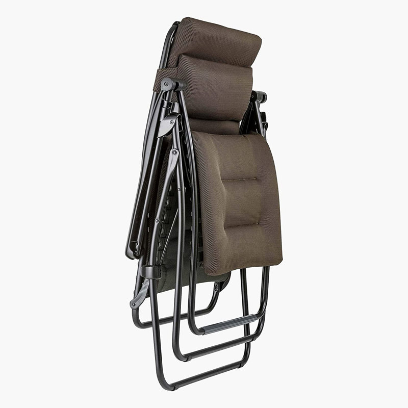 Taupe Brown XL Zero Gravity Outdoor Folding Lounger with Cushions