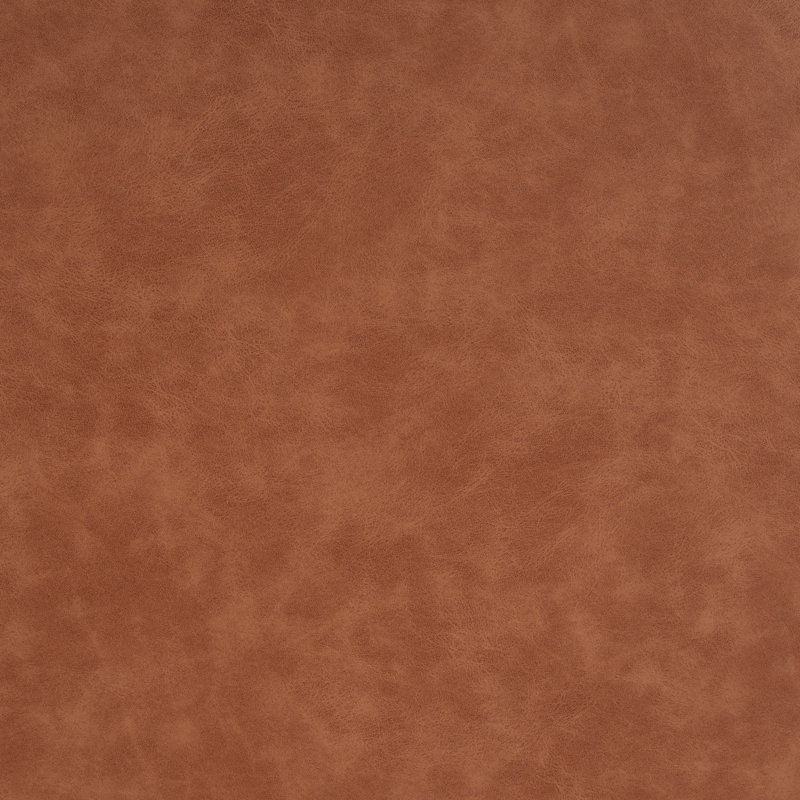 Upholstered Round Ottoman, Brown/Cognac