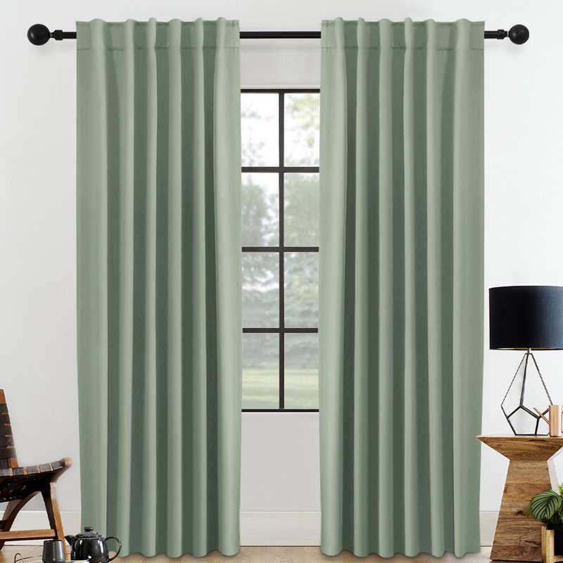 Solid Back Tab/Rod Pocket Bedroom Draperies Thermal Insulated Window Treatment Panels Room Darkening Drapes for Living Room