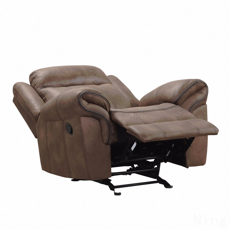 Fauteuil inclinable et oscillant brun avec passepoil contrastant et accoudoirs coussinés