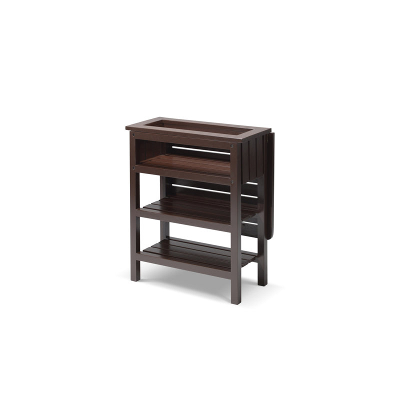 Rectangular Ash Folding Outdoor Side Table , 63cm cm W 31cm cm D, Dark Brown