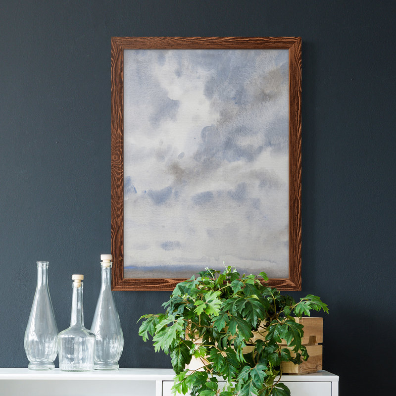 Ciel bleu III - Peinture sur toile encadrée, Érable, H 44 po x l 31 po x P 1 po