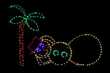Snowman Relaxing Under Palm Tree Lighted Display