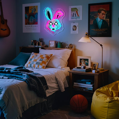 Enseigne au lapin, enseignes au lapin pour la décoration murale, néons en acrylique à intensité variable pour la chambre à coucher, salle de jeux, club, bar, décorations de fête, cadeaux parfaits