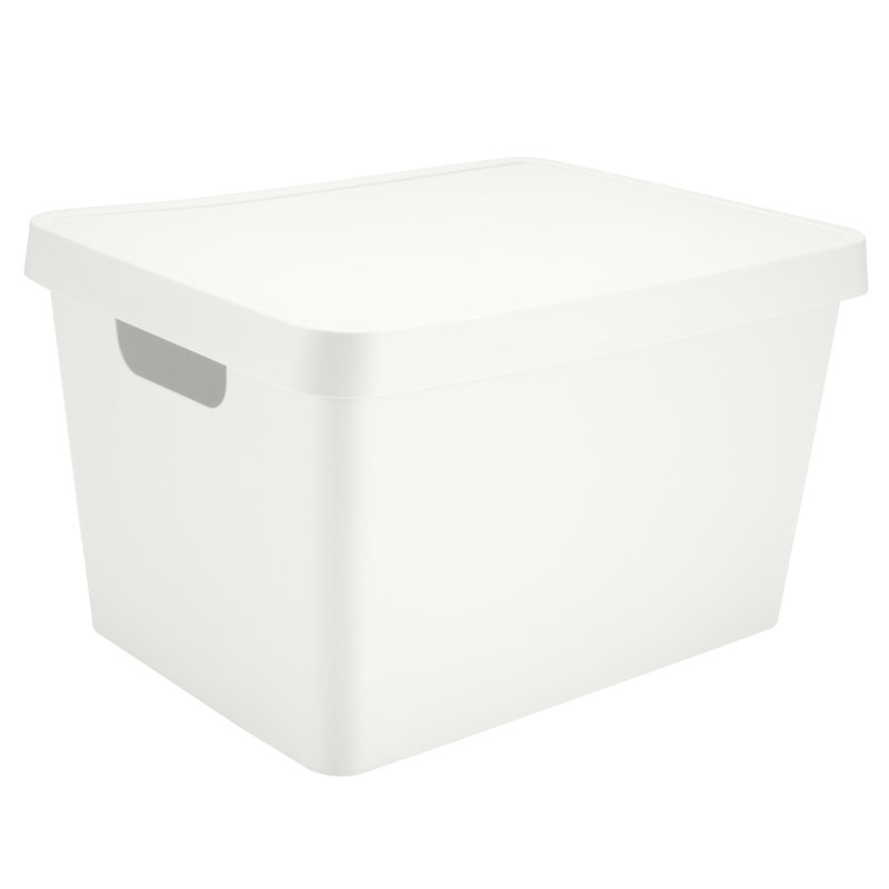 Boîte de rangement en plastique Vinto, Blanc, 8.5" H x 14.5" W x 11" D