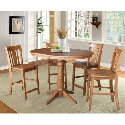 Dibora Counter Height Extendable Solid Wood Dining Set