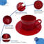 Service de 4 tasses à expresso en céramique rouge avec soucoupes-285227295