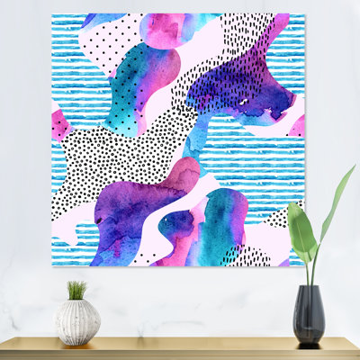 «Organic Shapes in Mauve and Turquoise I», reproduction d'art sur toile moderne