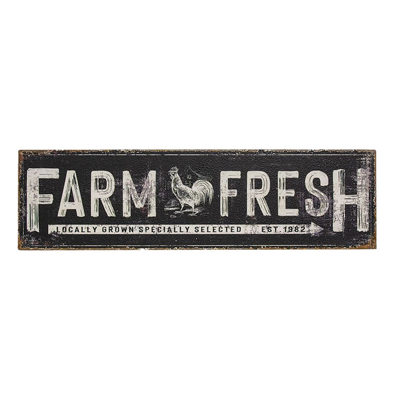 Farm Fresh Black Distressed Metal Sign