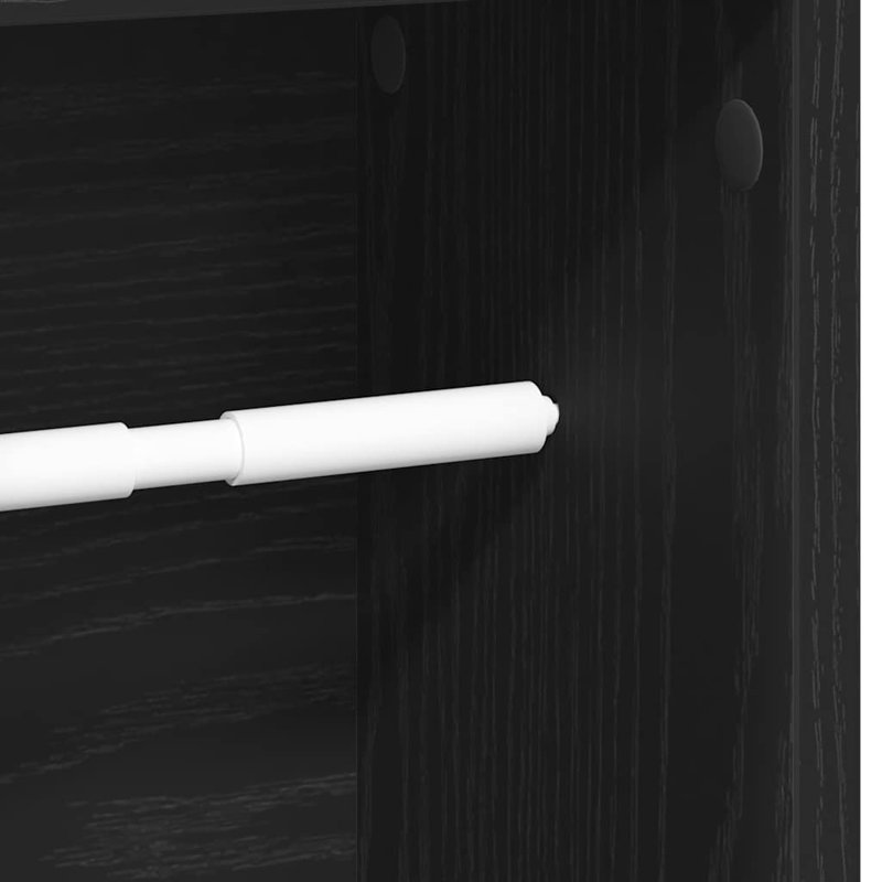 Bathroom Cabinet With Roll Holder 20.5X20x90 Cm, Black