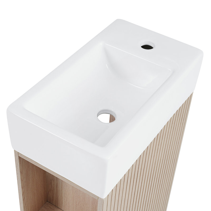 Meuble-lavabo 18,6 po avec lavabo en céramique, Naturel