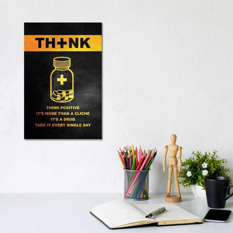 Think Positive Drugs by Adrian Baldovino - Wrapped Canvas Print, 20.32 cm H x 30.48 cm W