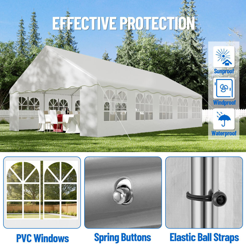 Party Tent Heavy Duty Wedding Tent Outdoor Canopy Event Shelters Galvanized Canopy Commercial Tent with Removable Sidewall Windows for Outdoor Events Wedding Birthday