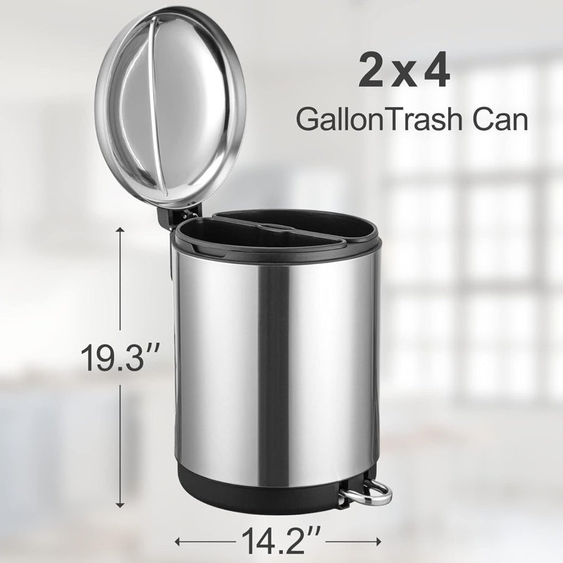 Poubelle double 30L / 8Gallons avec corbeille