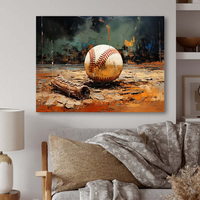 Gant et balle de baseball - Décoration murale en métal Sports, H 16 po x l 32 po x P 1 po