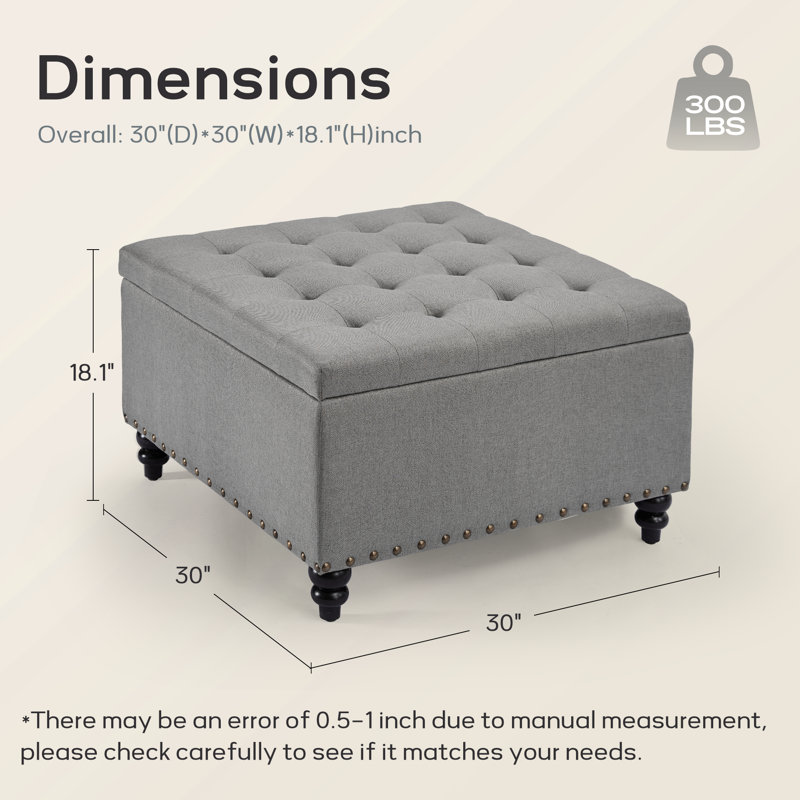 Aimee-Lea Upholstered Ottoman, Gray 100% Polyester
