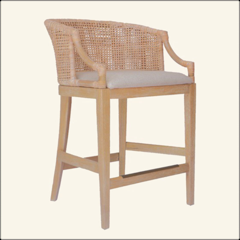 Handcrafted Rattan Counter Stool 25" H
