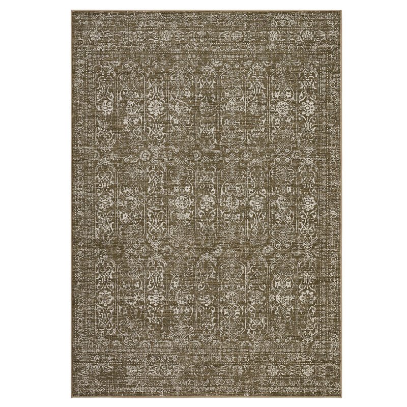 Tapis rétro pour salle de bain Tapis de salle à manger, Brun, Rectangulaire 8 pi x 10 pi