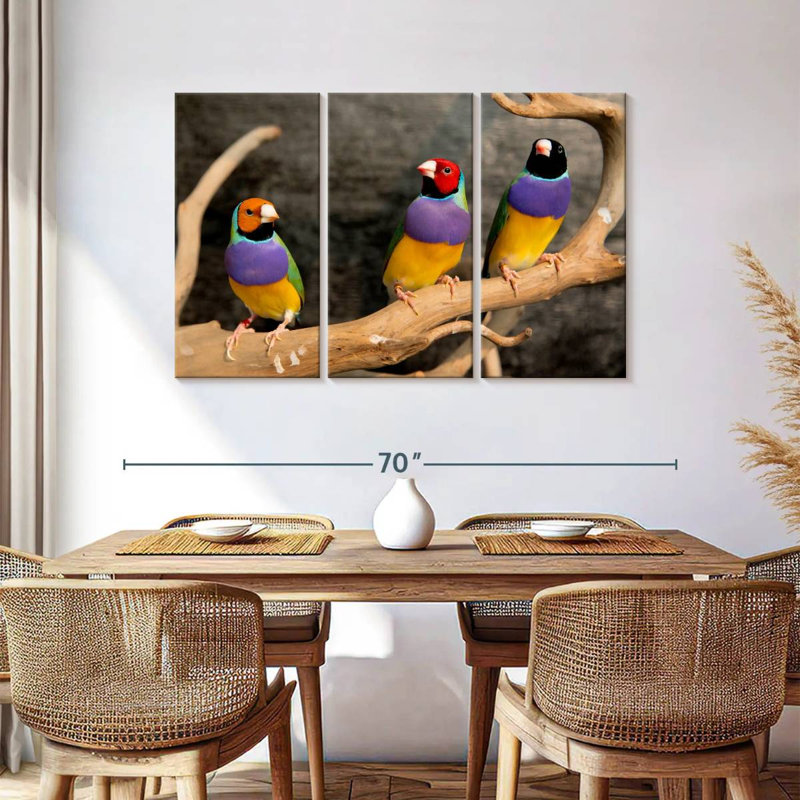 Brampt Rainbow Finches, 36" H x 57" W