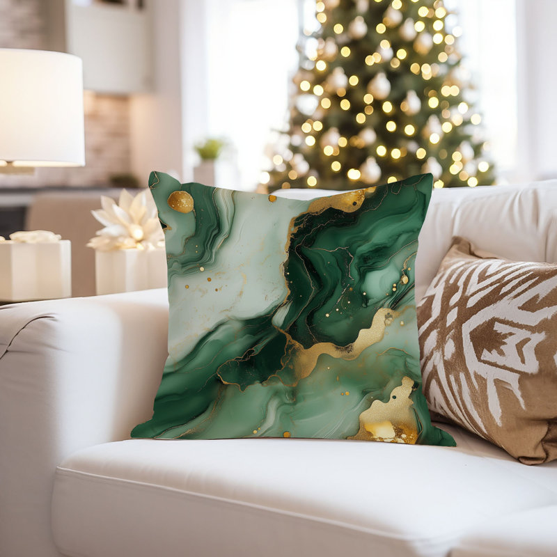 Abstract Green Geode Marble Pattern I Modern Throw Pillow Cover, 20x20