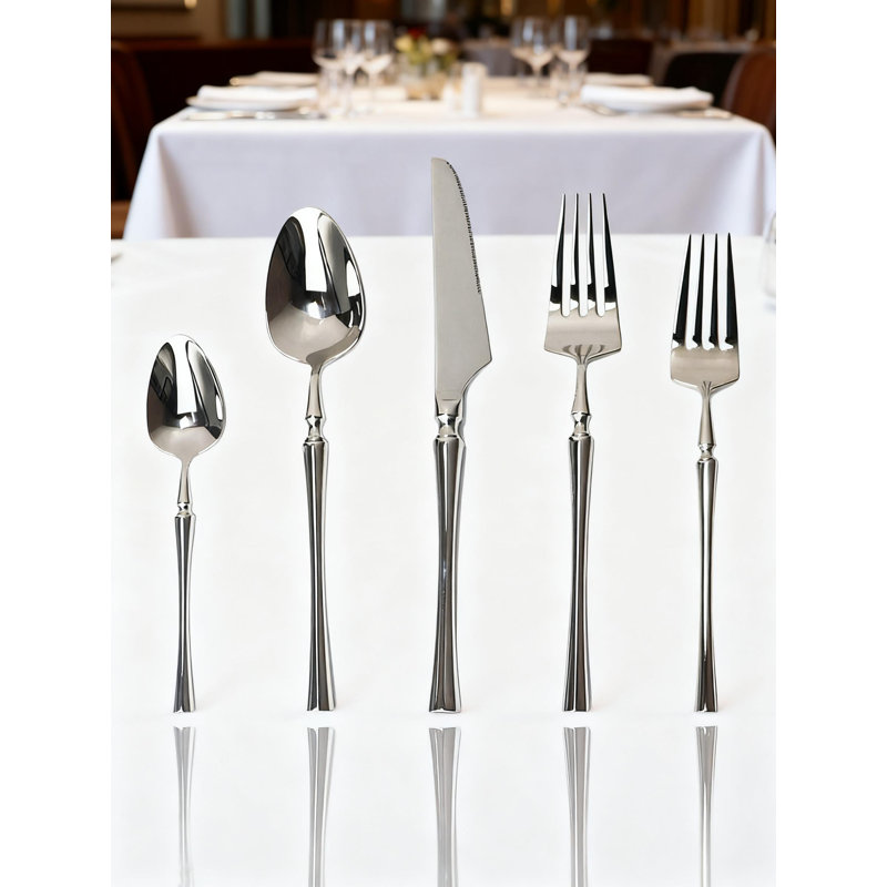 Ensemble de couverts 20 pièces en acier inoxydable 18/10 pour 4 personnes, couverts en argent poli miroir avec couteaux, fourchettes, cuillères