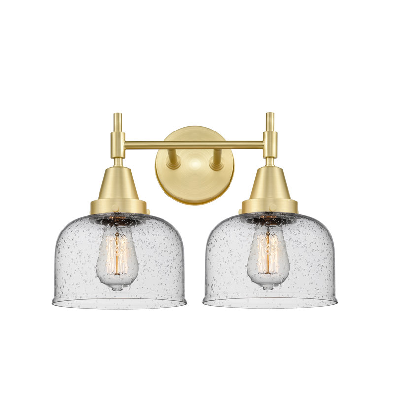 Éclairage pour meuble-lavabo 2 lumières 17 po Caden - H 5,75 po, Grainé, Ampoule DEL 4 watts rétro, Laiton satiné