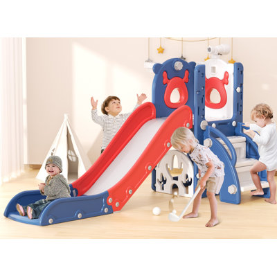 Glissoire pour enfants 7 en 1 pour tout-petits, ensemble de jeu pour tout-petits avec golf, panier de basketball, grimpeur et espace de rangement