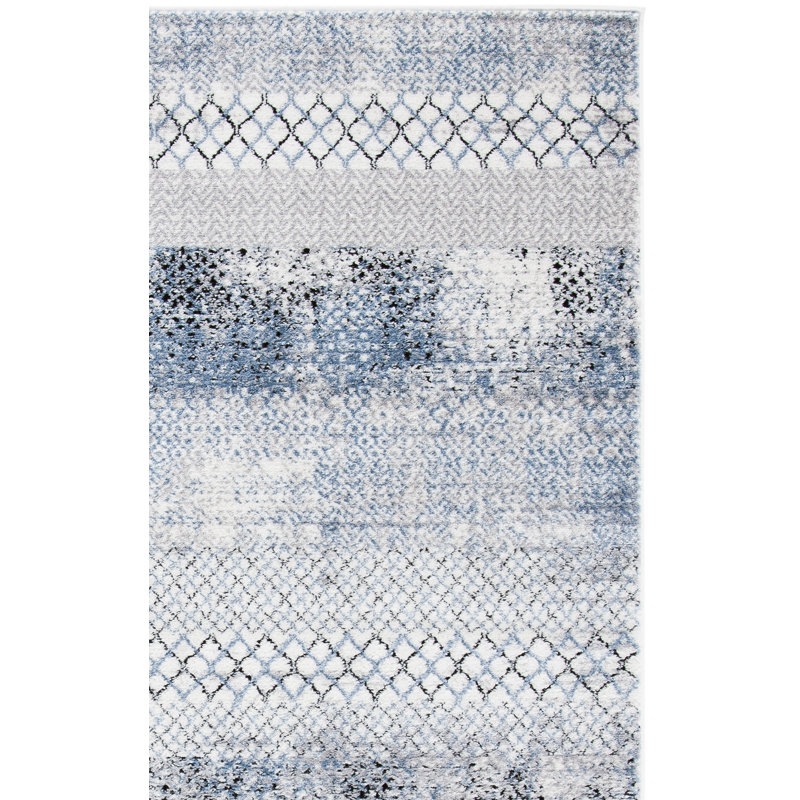 Tapis gris / bleu clair Adames, Rectangle 3 pi x 5 pi