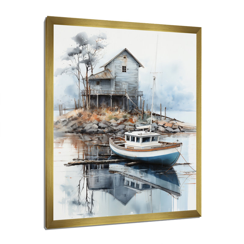 Port maritime Solitude II - impression, H 32 po x l 16 po x P 1 po, Encadrement doré