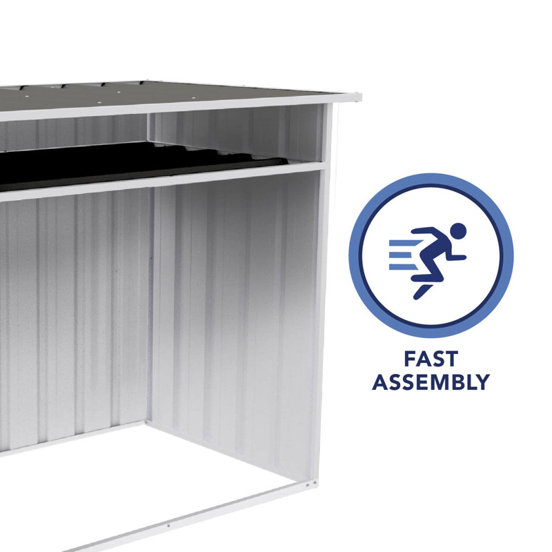 Woodland Gray Metal Firewood Storage Shed with Shelving
