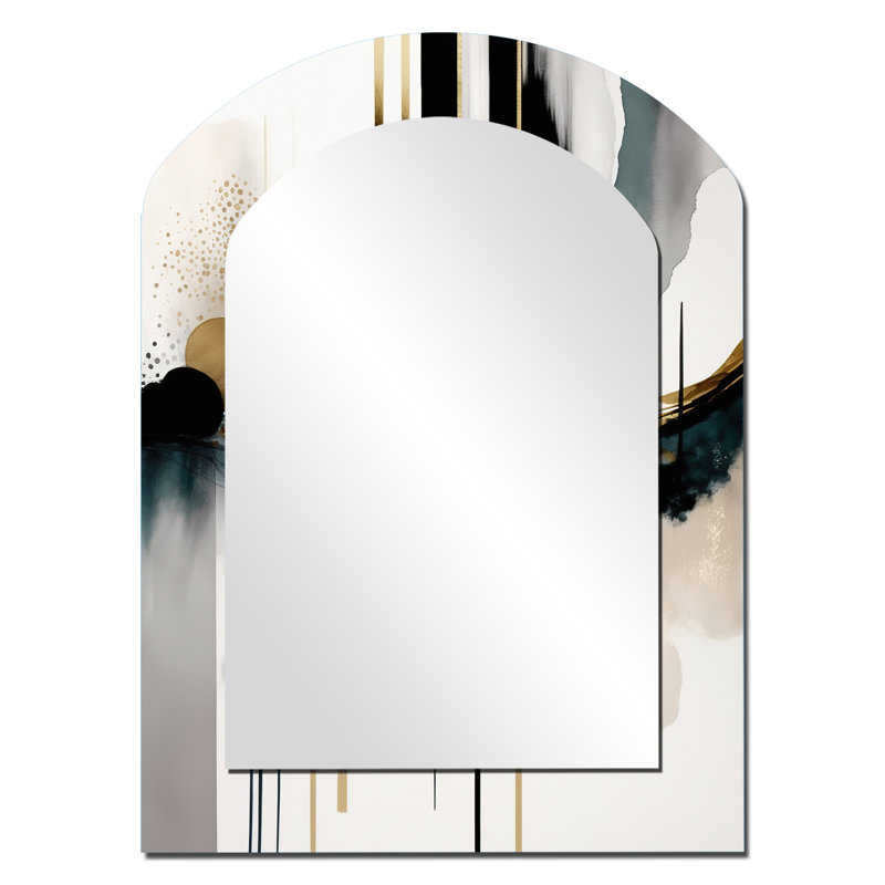 Abstract Transitional Shapes V - Abstract Shapes Arch Decorative Mirror, Modern Asymmetrical Wall Mirror, Printed Metal Art