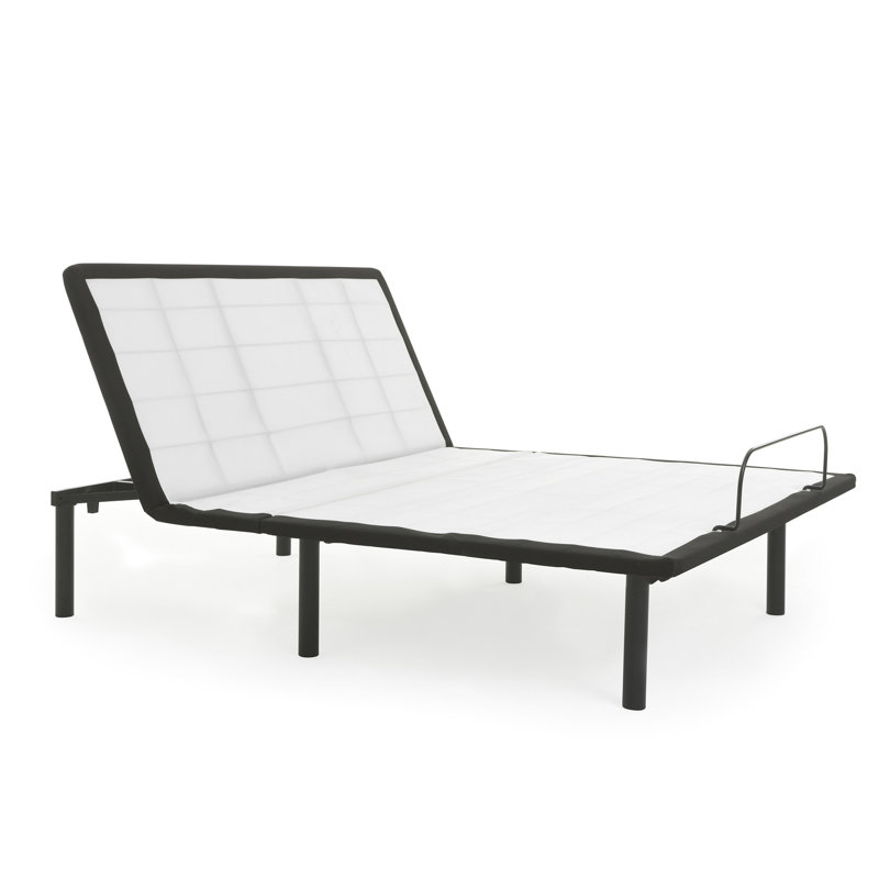Queen Size Adjustable Bed Base With Head-Up Capacity - Metal, Grey, Wired Remote To Maximize Position Changes, Alleviate Joint Discomfort Functionality In Grey Metal Enhance Sleeping Quality And