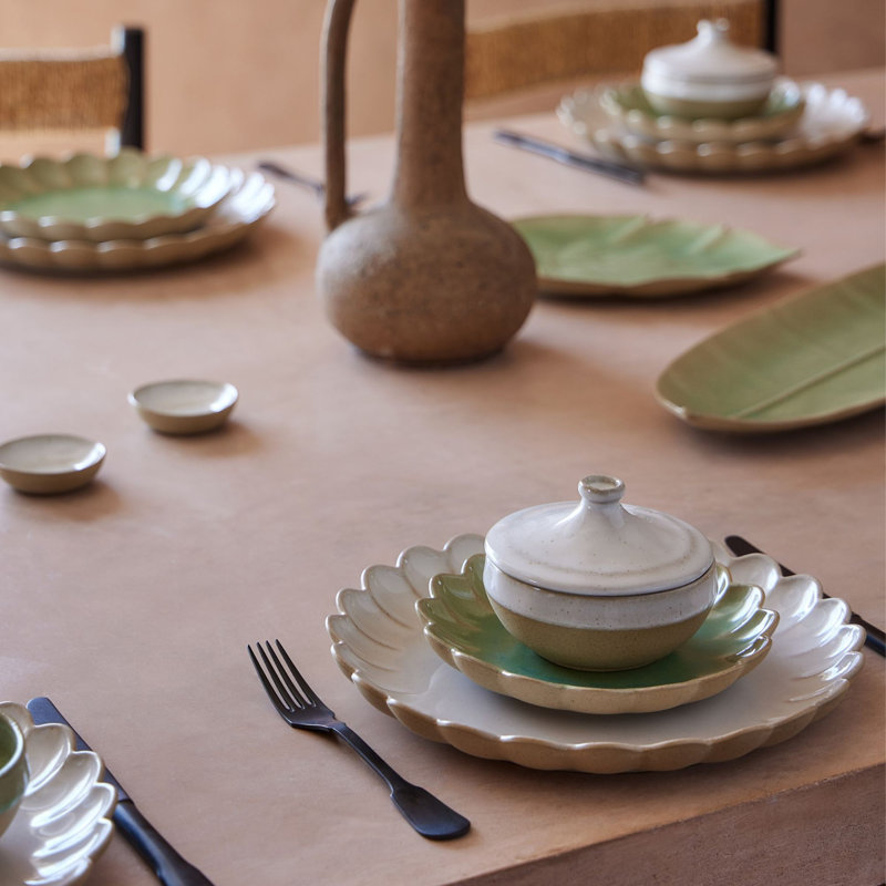 Marrakesh Stoneware Dinner Plate, Sable White