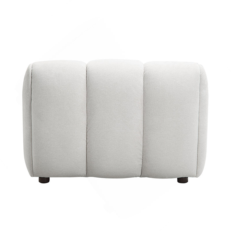 Canapé modulaire en lin blanc ivoire 2 pièces avec méridienne et fauteuil, parfait pour les salons modernes et spacieux