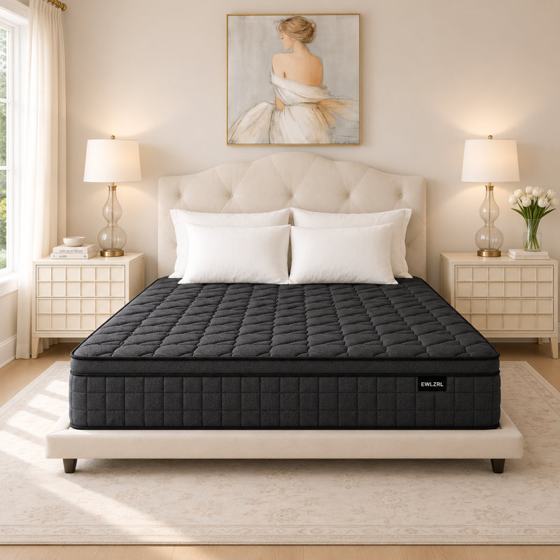 12" Medium Firm Hybrid Mattress, Memory Foam & Pocket Coils, CertiPUR-US, Queen, 12"