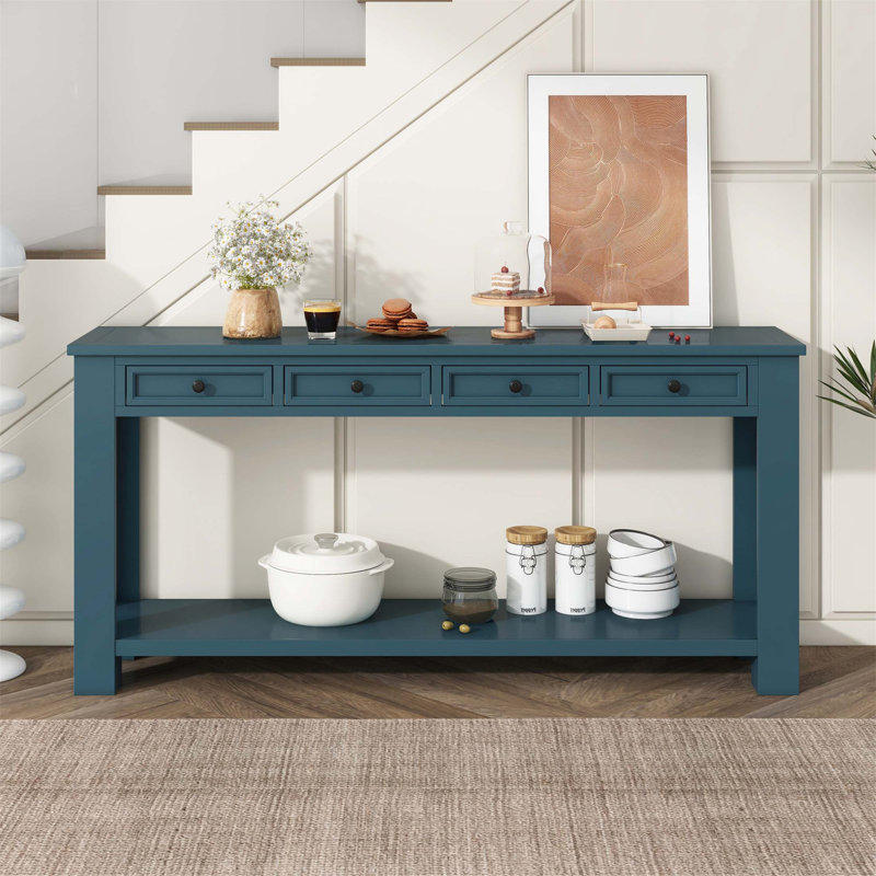 Console rustique chic avec tiroirs de rangement et tablette inférieure pour le vestibule ou le couloir, durable et élégante