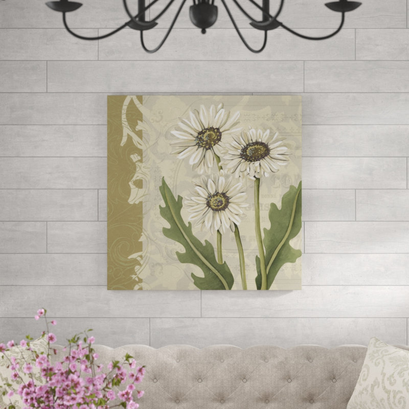 «Paris Daisy I», peinture sur toile, H 36 po x l 36 po, Toile tendue