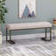 Banc repose-pieds | Tissu moderne capitonné beige | Cadre en fer bronze | Salon Chambre à coucher | Beige | Tissu