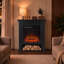 Freestanding Electric Fireplace Suite, 25" 1800W, Open Shelf, Oak-800733494